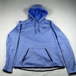 Under Armour Mens Hoodie Blue xl ColdGear Pullover Kangaroo Pocket Athletic